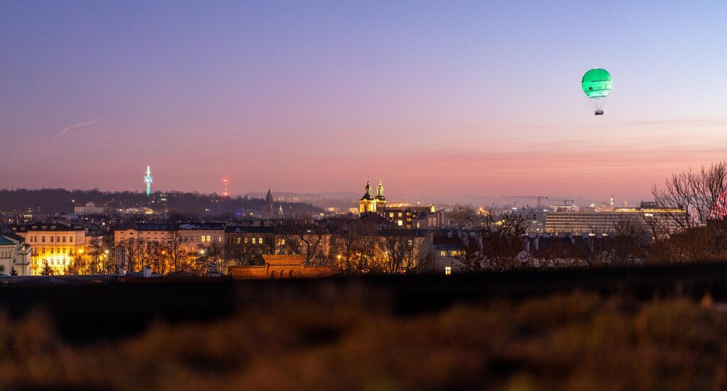 Kraków skyline at dusk